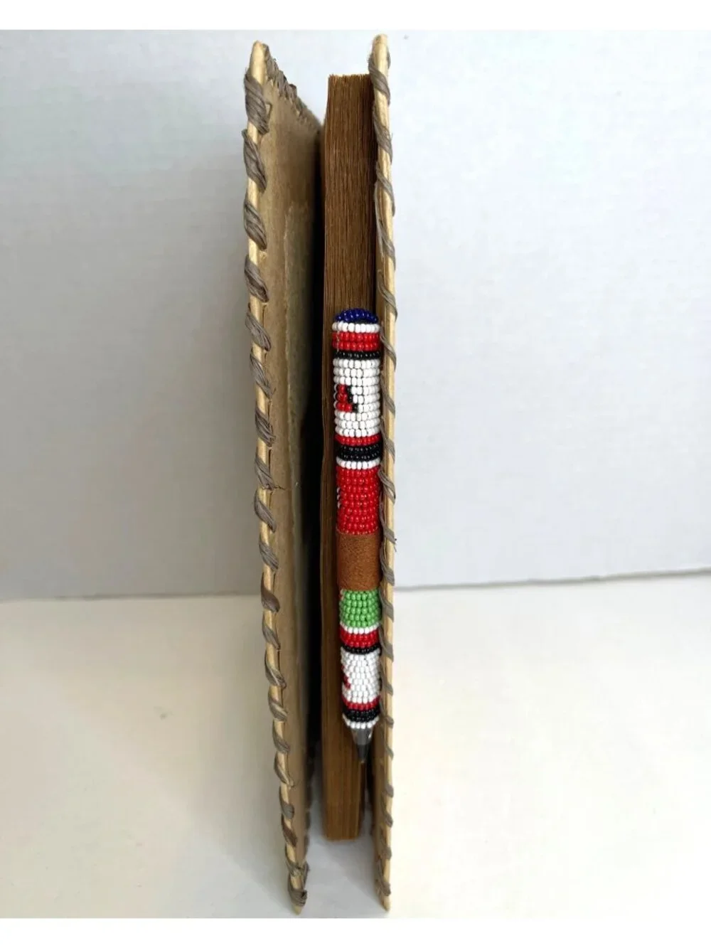 Africa Notebook Journal Book Kenya Flag Colors Bead Pen Recycled Paper Handmade